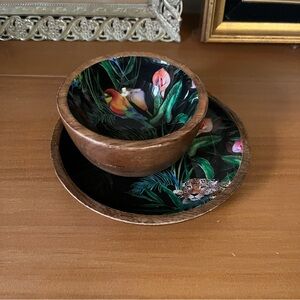 Johnny Was jungle print trinket dish and ring bowl set